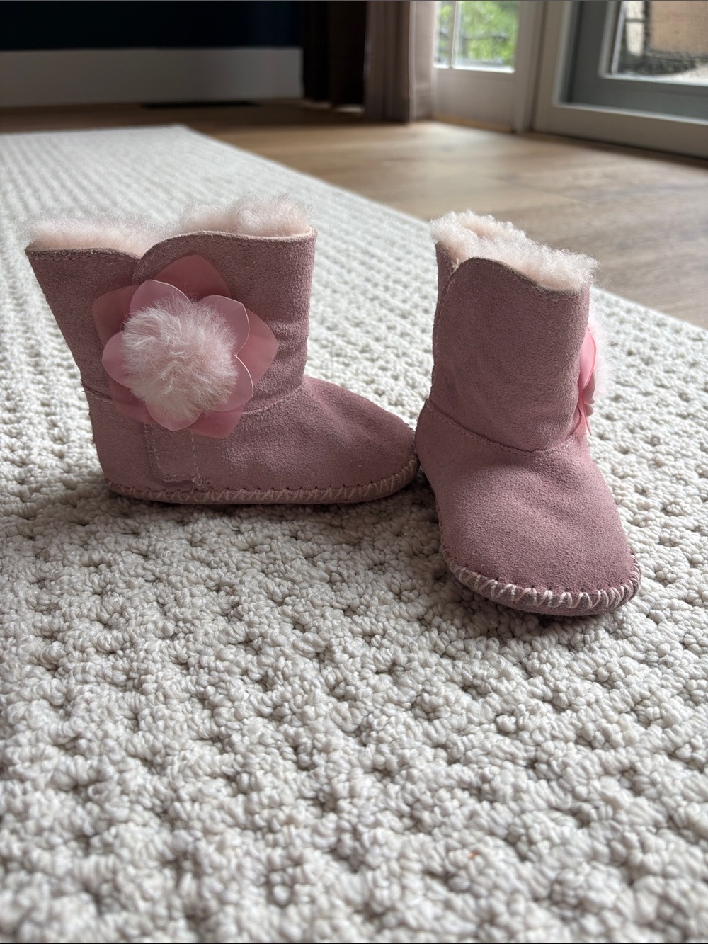UGG Pink Baby Flower Shearling Boots